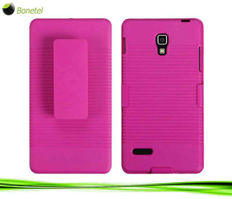 Rubberized Hot Pink Hybrid Holster (No Package) for LG P769 (Optimus L9)