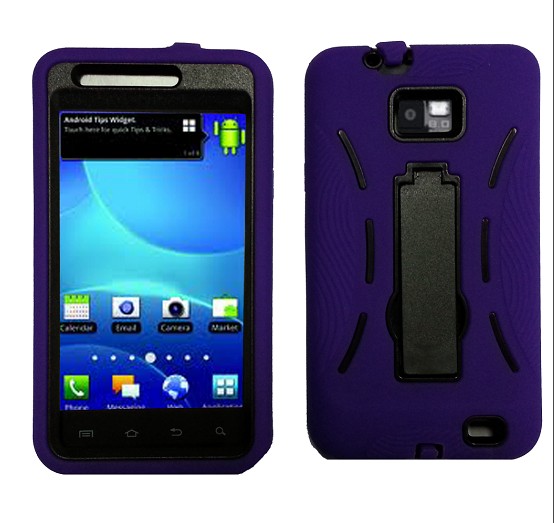 Robot defender case Silicone+PC Anti Impact Hybrid Case Kickstand shell For Samsung SII Singa I777 Blue Black