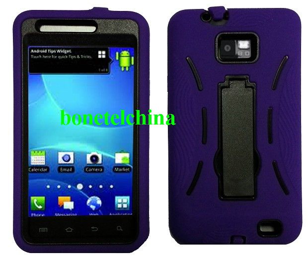 Robot defender case Silicone+PC Anti Impact Hybrid Case Kickstand shell For Samsung SII Singa I777 Blue Black