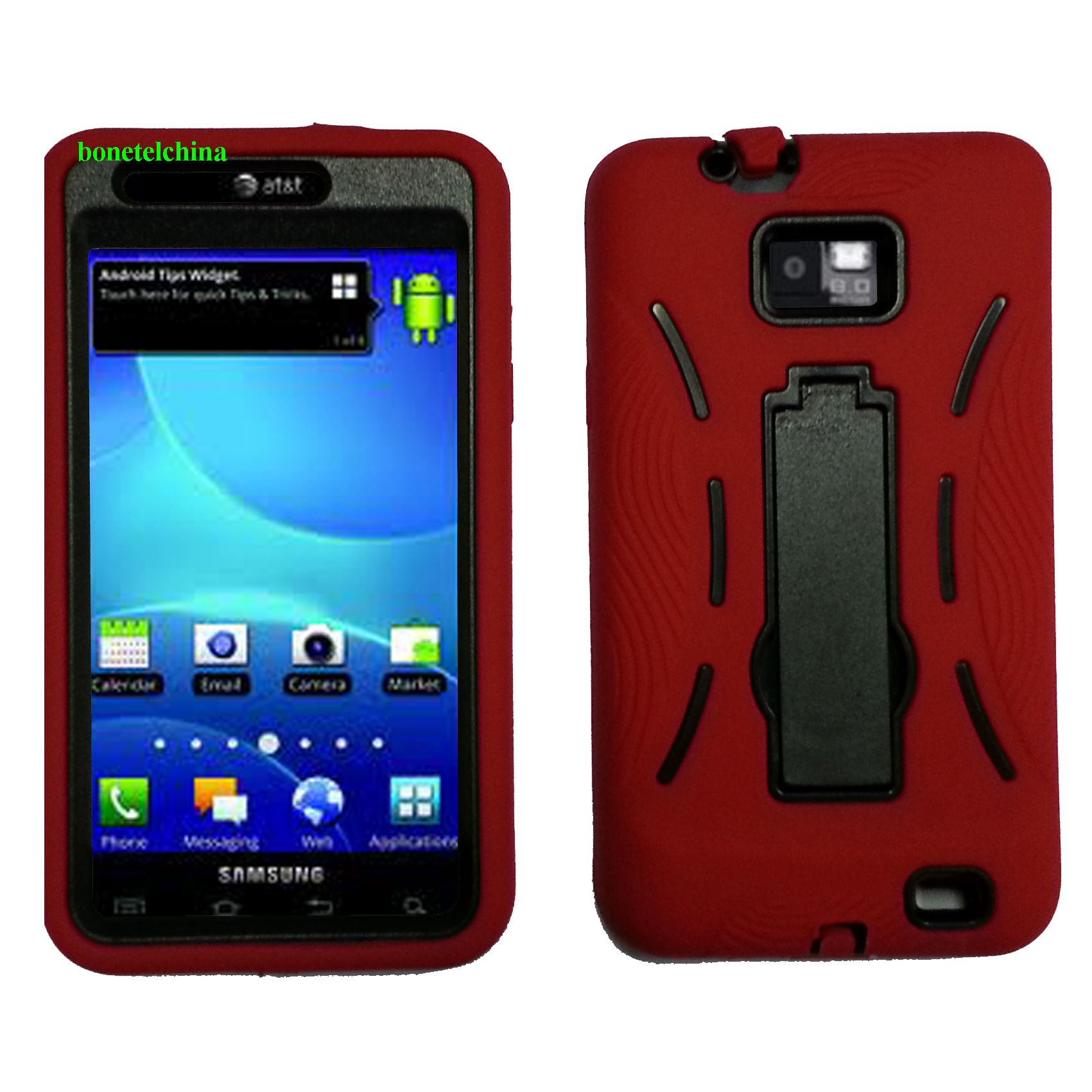 Robot defender case Silicone+PC Anti Impact Hybrid Case Kickstand shell For Samsung SII Singa I777 Red black