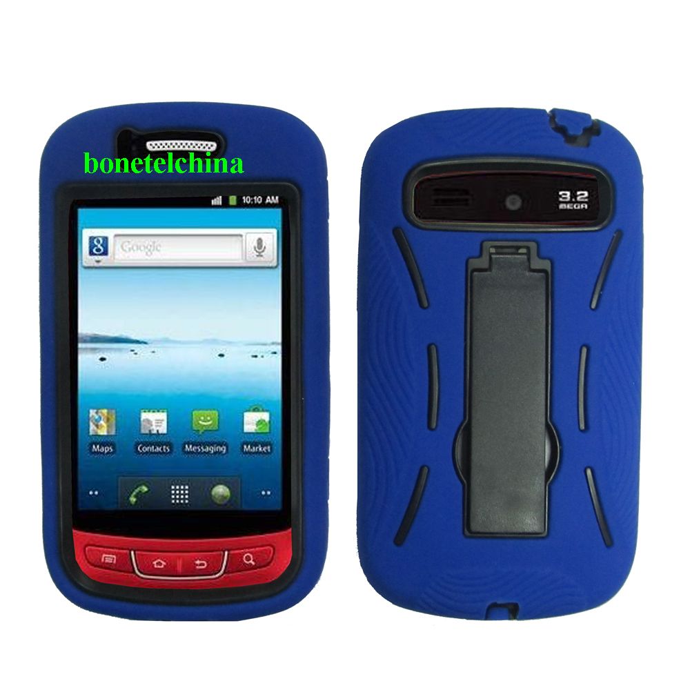 Robot Defender Case  Silicone+PC Anti Impact Hybrid Case Kickstand Shell for R720 Blue