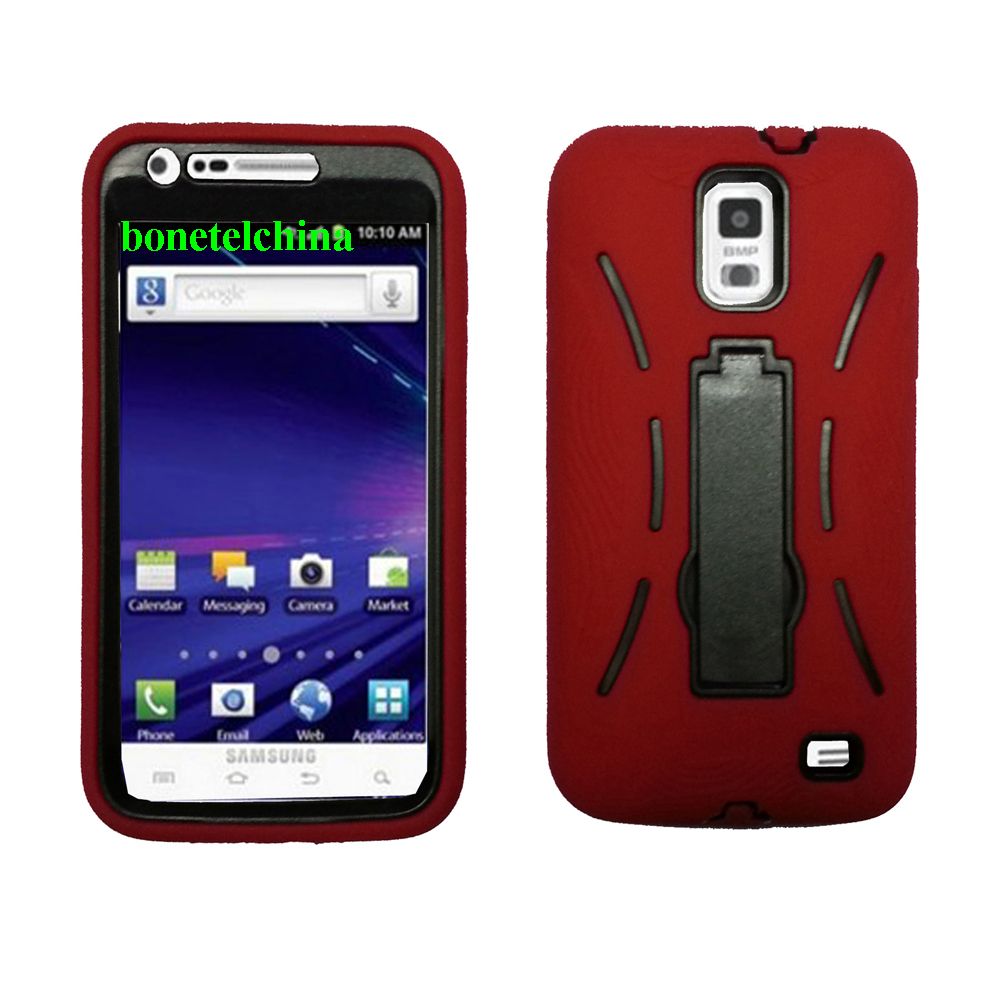 Robot defender case Silicone+PC Anti Impact Hybrid Case Kickstand shell For Samsung Galaxy SII Skyrocket I727 Red black