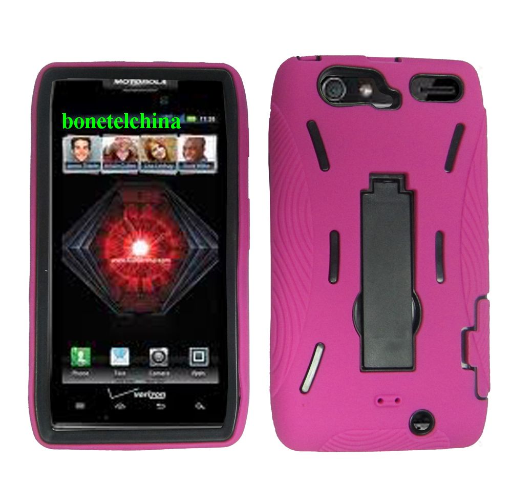 Robot Defender Case Silicone+PC Anti Impact Hybrid Case Kickstand Shell for Motorola Droid RAZR MAXX XT913