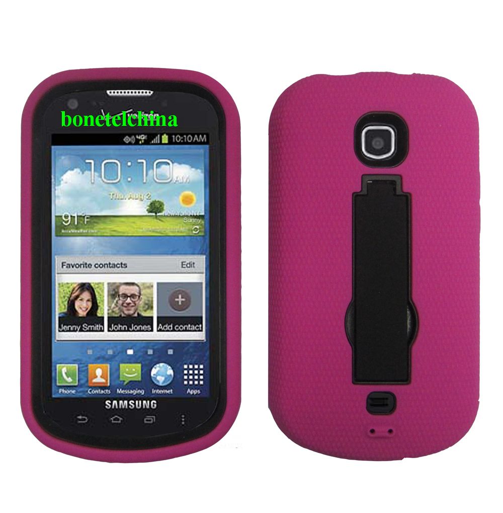 Robot Defender Case Silicone+PC Anti Impact Hybrid Case Kickstand Shell for Samsung stellar 4G I200 Pink.