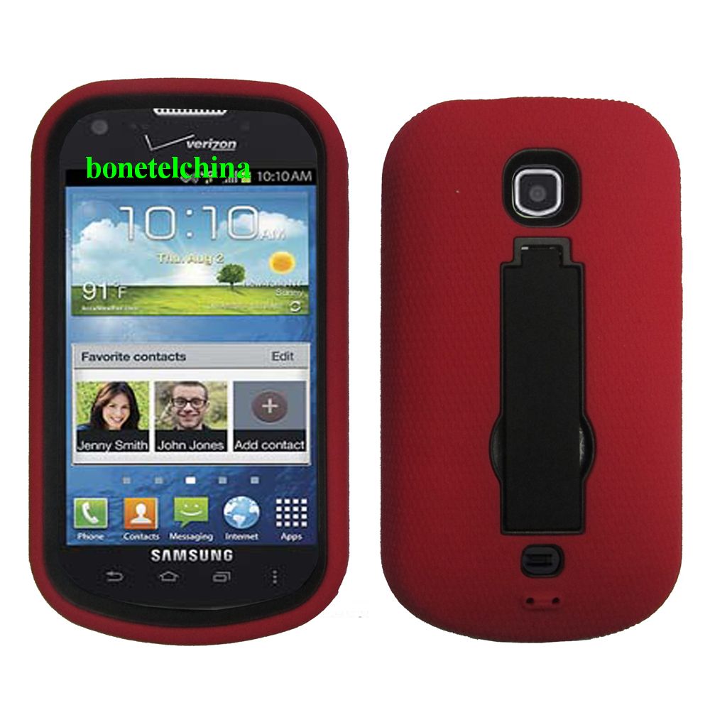 Robot Defender Case Silicone+PC Anti Impact Hybrid Case Kickstand Shell for Samsung stellar 4G I200 Red