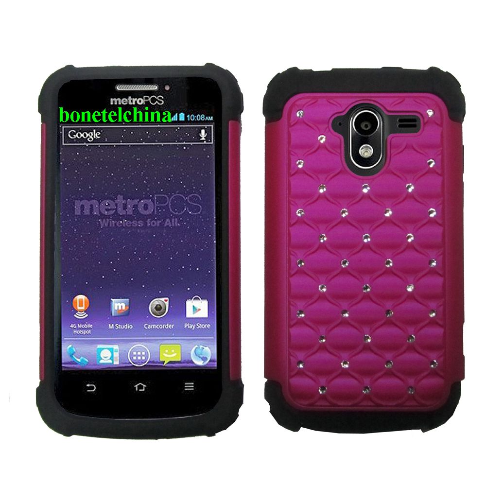 PC+Silicone Hybrid Combo diamond case for ZTE Avid 4G