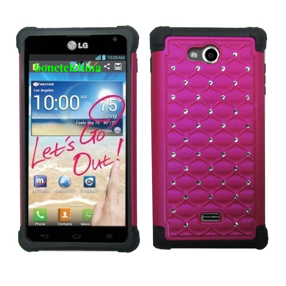 2 in 1 Hybrid combo diamond cases for LG Spirit 4G VS870