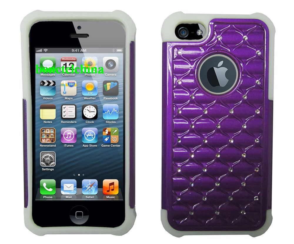 2 IN 1 SILICON+ PC HYBRID COMBO DIAMOND SHINY CASES FOR IPHONE 5