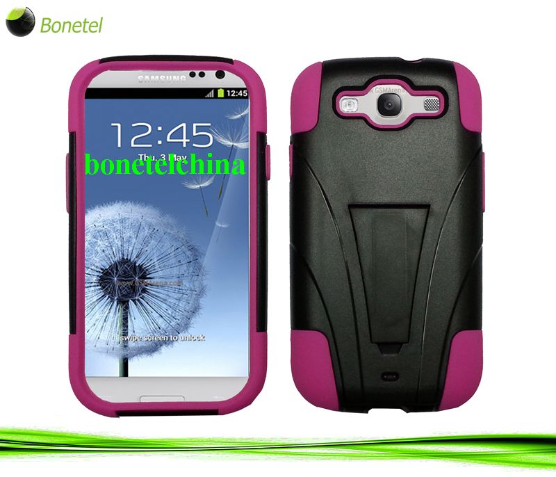 Robot defender case S3 Silicone+PC Anti Impact Hybrid Case Kickstand shell For Samsung Galaxy S3 SIII i9300 Pink black