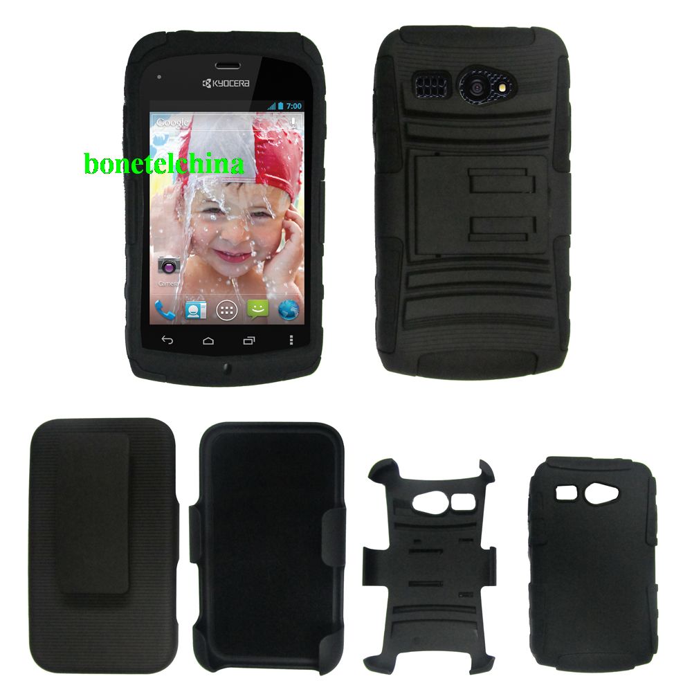 Hybrid combo Kickstand Cases with Stand for Kyocera Hydro C5170 Black