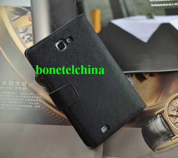 Galaxy Note cross pattern genuine leather case