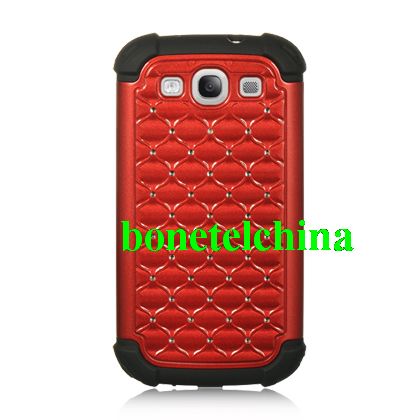 2 in 1 PC+SILICONE HYBRID STUDDED DIAMOND CASE FOR SAMSUNG GALAXY S III I9300 / I747