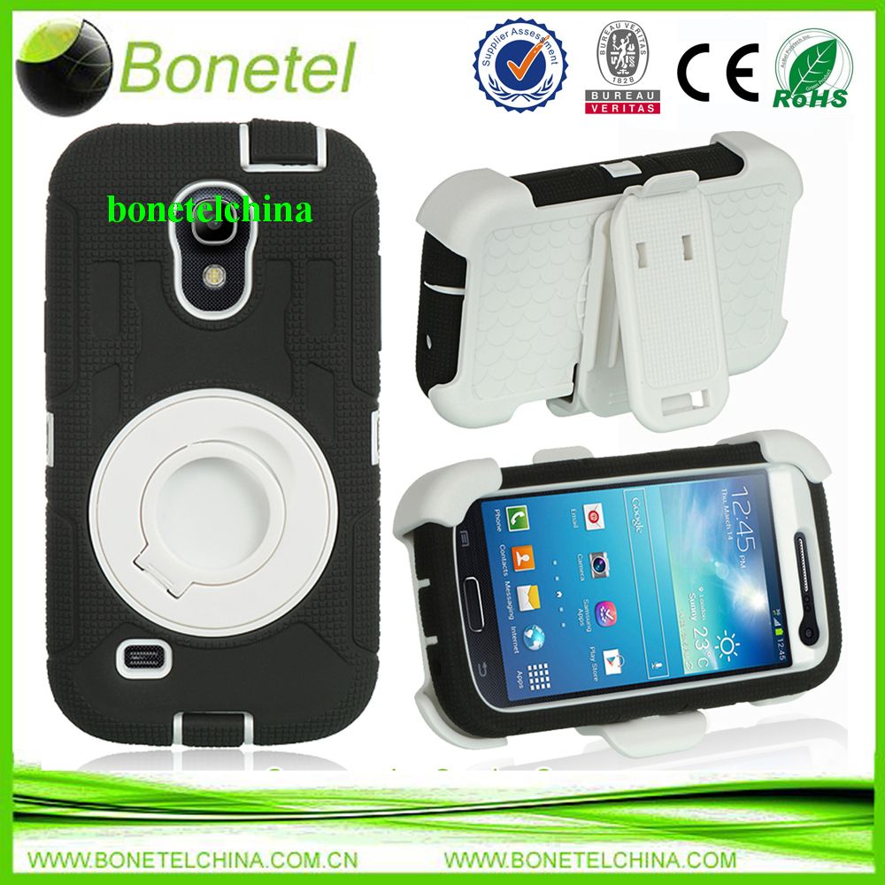 360 Rotating Ring Shakeproof Commander Combo Stand Case for Galaxy S4 mini  I9190