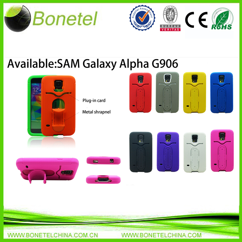 Stylish shrapnel protector case for Samsunggalaxy alpha G906 with rugged stand