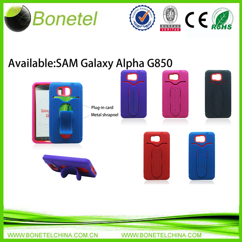 Stylish shrapnel protector case for  Samsung galaxy alpha G850  with rugged stand