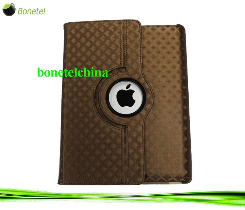 Checker PU 360 degree roating Leather case Cover for iPad 2 & New iPad