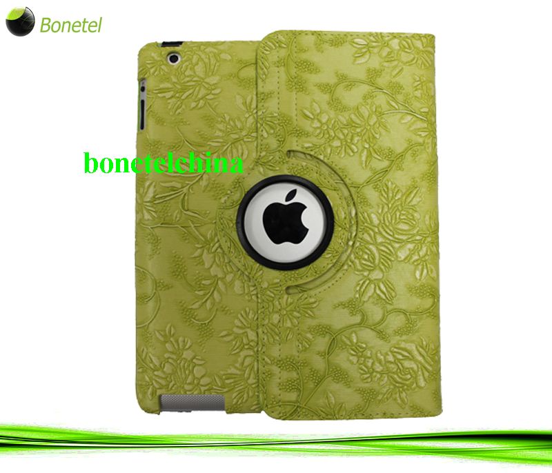 Grape pattern Folio PU leather cases Cover for iPad 2 & New iPad