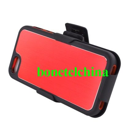 FOR IPHONE 5 METAL COVER PC BLACK& HOLSTER METAL RED
