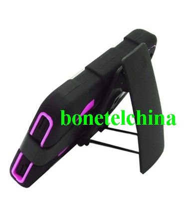 FOR IPHONE 5 HYBRID CASE HOT PINK BLACK SKIN WITH HOLSTER