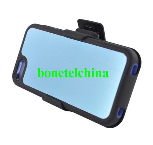 FOR IPHONE 5 METAL COVER PC BLACK& HOLSTER METAL BLUE