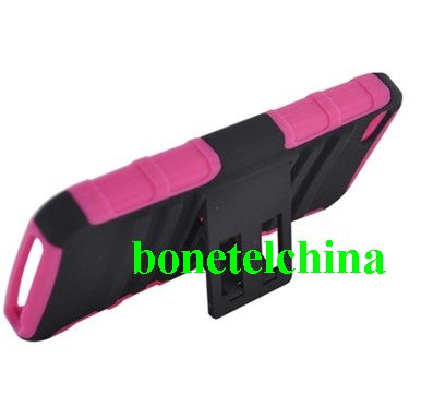 FOR IPHONE 5 HOT PINK SKIN CASE HYBRID CASE BLACK with Stand