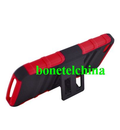 FOR IPHONE 5 RED SKIN CASE HYBRID CASE BLACK with Stand