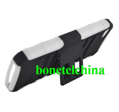 FOR IPHONE 5 WHITE SKIN CASE HYBRID CASE BLACK with Stand