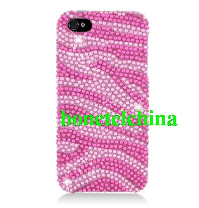 FOR IPHONE 5 Full CS Diamond Protector COVER Hot Pink Zebra 302