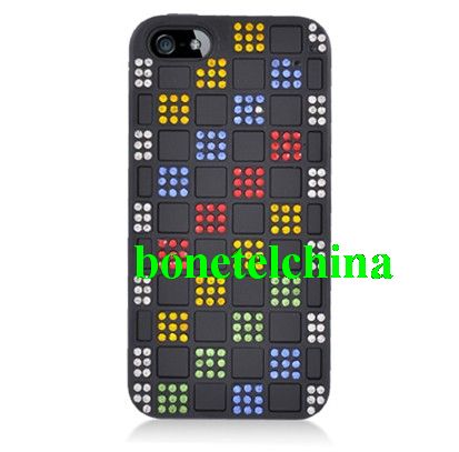 FOR IPHONE 5 HYBRID DIAMOND CASE BLACK SILICON BLACK HARD CASE 02