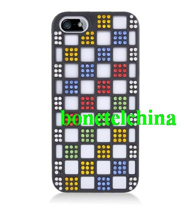 FOR IPHONE 5 HYBRID DIAMOND CASE WHITE SILICON BLACK HARD CASE 02