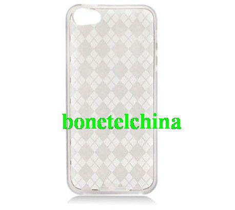 HHI Slim Fit Flexible Jelly Rubber Case for iPhone 5 - Clear Checker