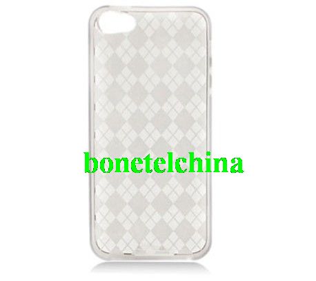 HHI Slim Fit Flexible Jelly Rubber Case for iPhone 5 - Clear Checker