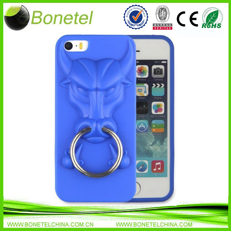 Angry Bulls TPU Cases With Ring Kickstand Cases for iPhone 5 5S Blue