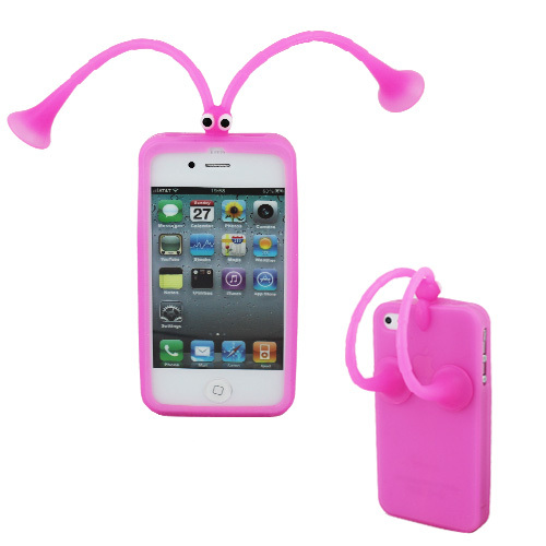 Cartoon Grasshopper Silicone Stand Case Cover for iPhone 4 4G 4S
