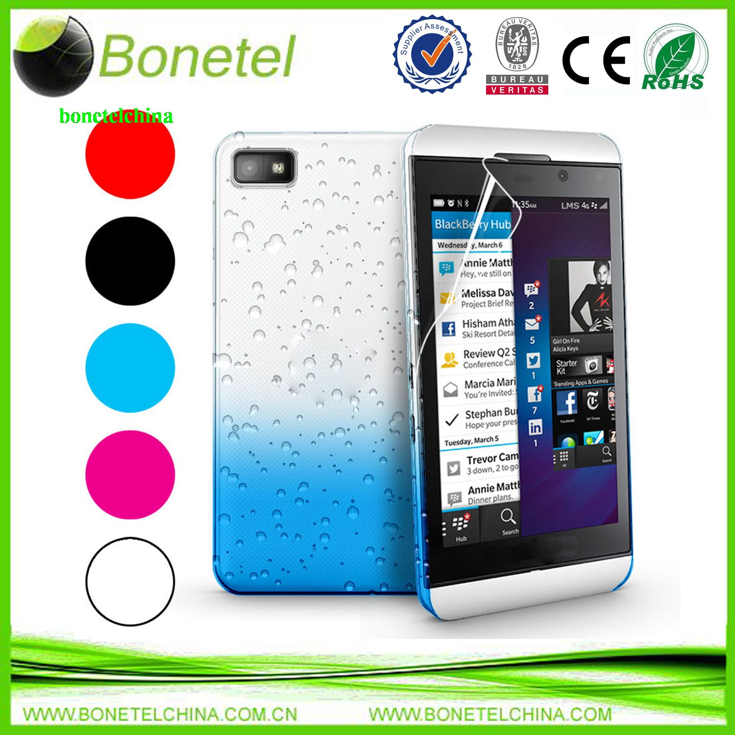 3D RAIN DROP DESIGN HARD CASE COVER For BlackBerry Z10 BB 10