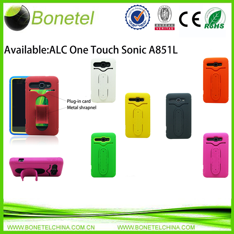 Stylish shrapnel protector case for alcatel one touch  Sonic A851L with rugged stand