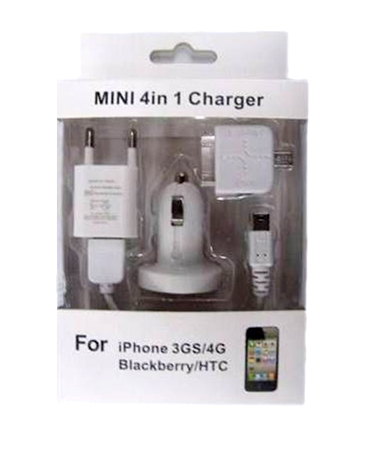 MINI 4 em 1 carregador  para iPhone Blackberry HTC