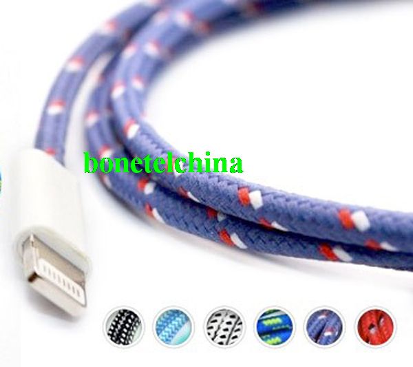 Fabric Cable USB data Cable Charger Cable for  iPhone 5
