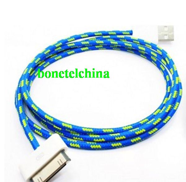 Fabric Cable USB data Cable Charger Cable for  iPhone 4