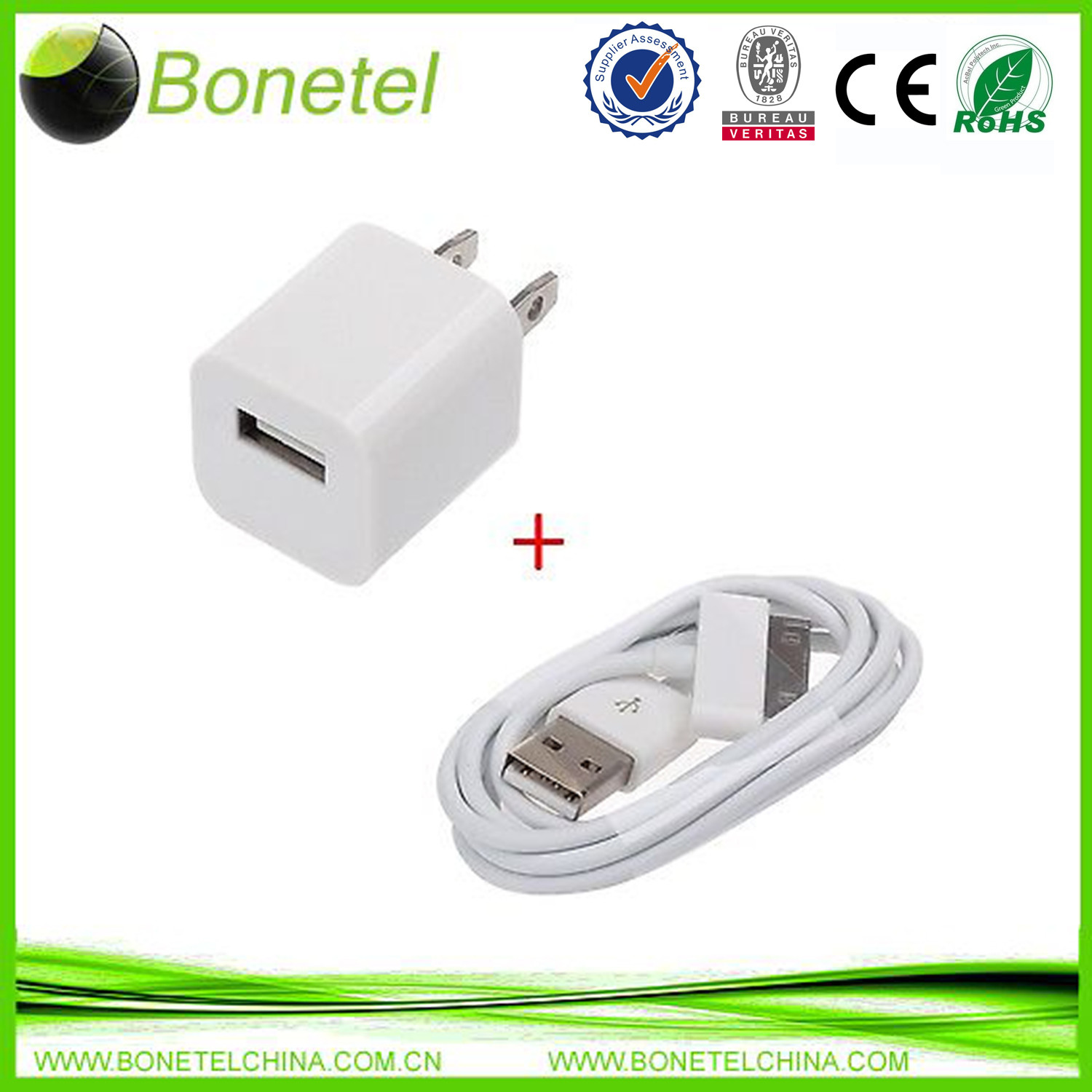 Charger Adapter+ USB Data Sync Cable for iPhone4/4S 3G iPod Touch
